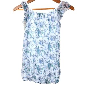 Luisa Ricci Floral Crinkle Silk Sleeveless‎ Baloon Hem Blouse